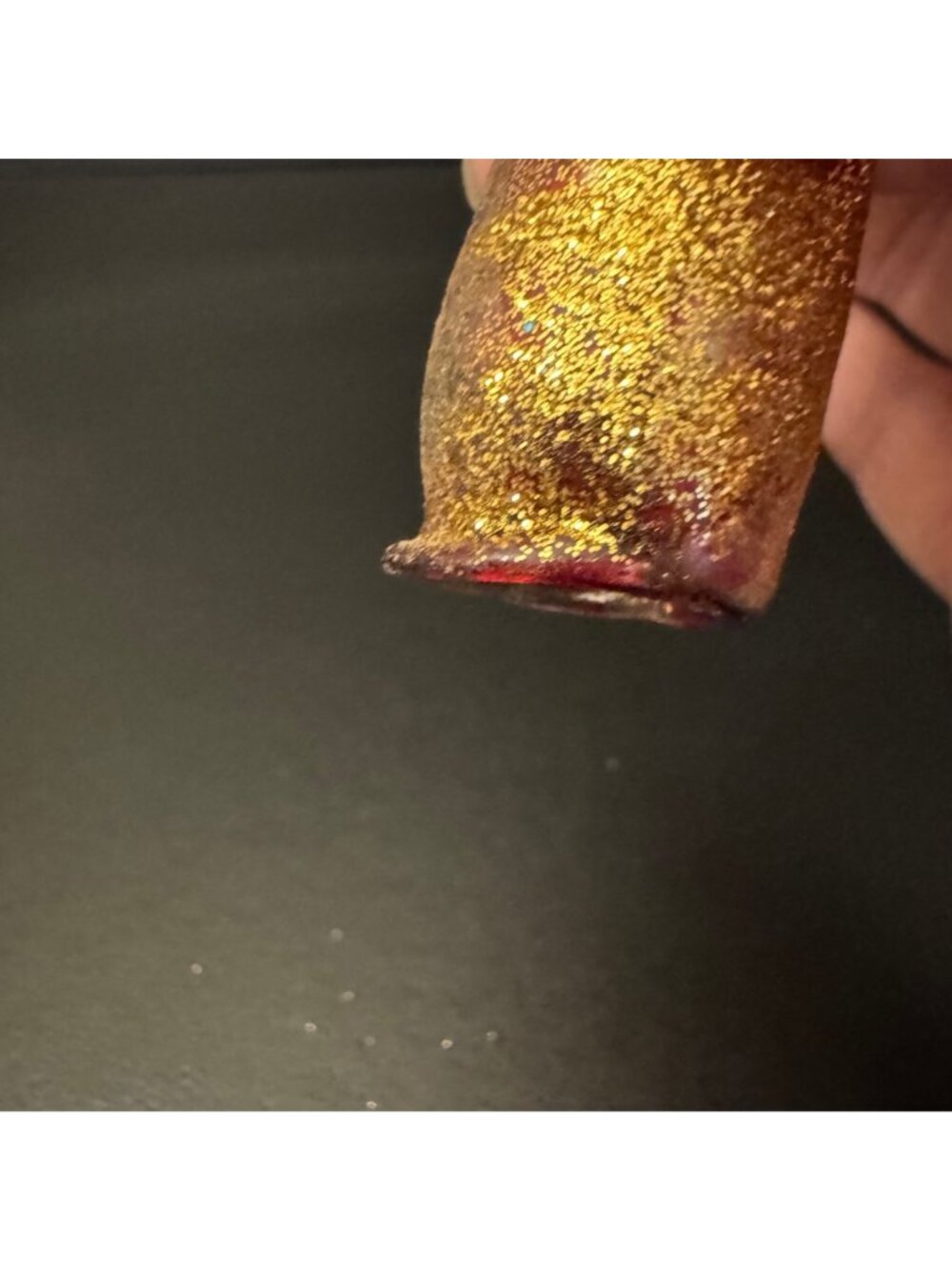 VTG Pink & Gold Glass Christmas Tree Topper Glitter Accents Double Indent Ball - Picture 12 of 16